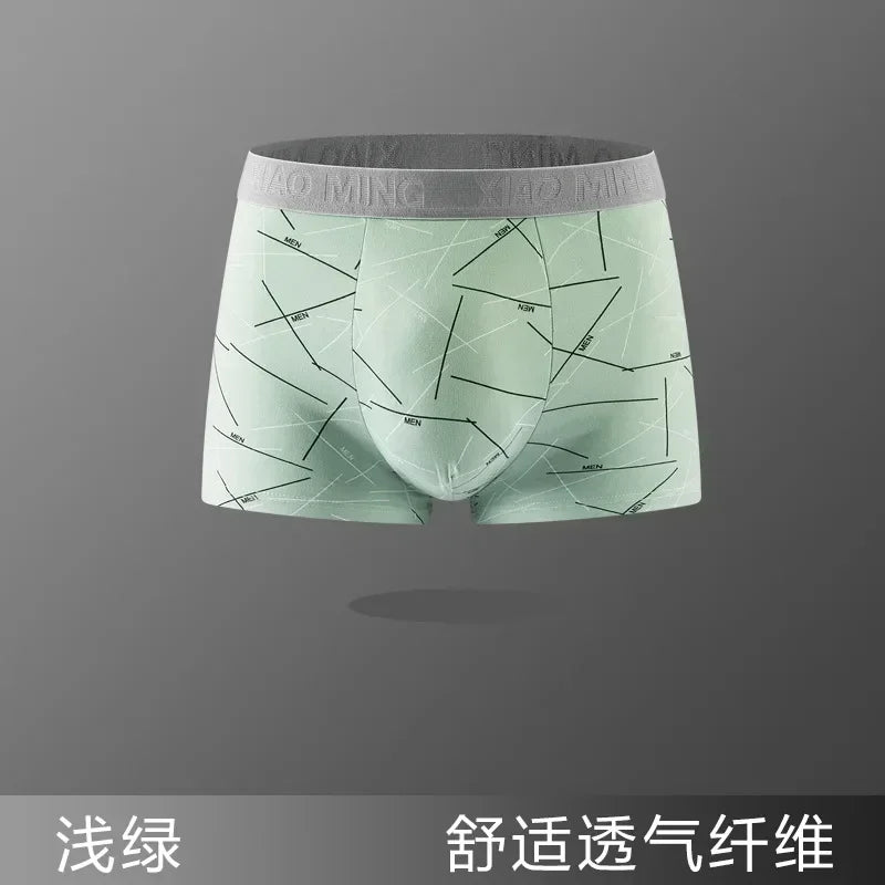 5pc Thin Breathable Cotton Crotch Line Boxers Letter Underwear