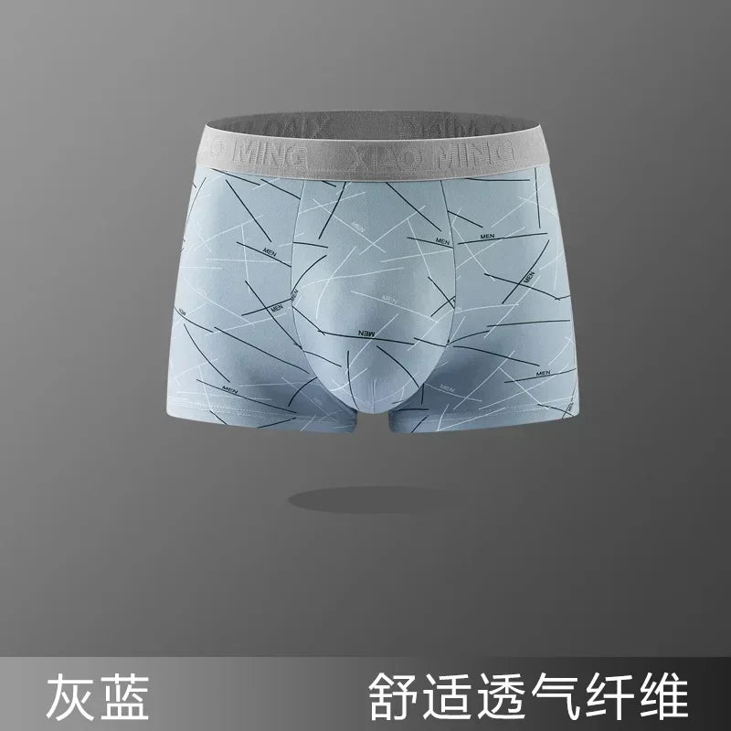 5pc Thin Breathable Cotton Crotch Line Boxers Letter Underwear