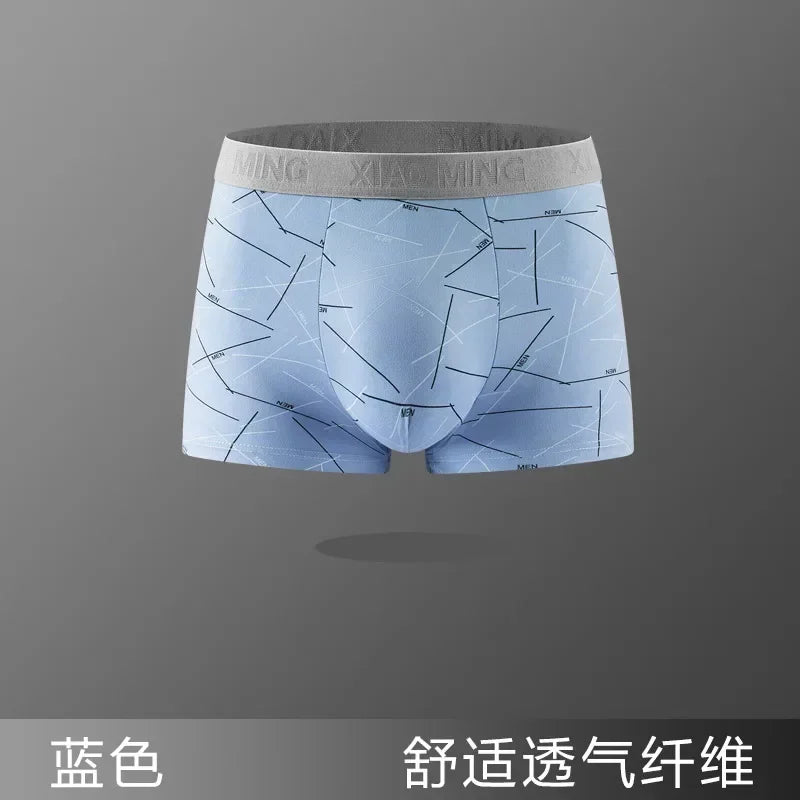 5pc Thin Breathable Cotton Crotch Line Boxers Letter Underwear