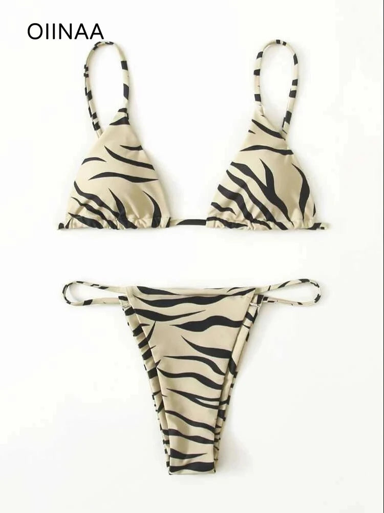 Swimwear Sexy Striped Printed Bikini Set Two-pieces Swimsuit Summer Biquinis  Bathing Suit Beachwear