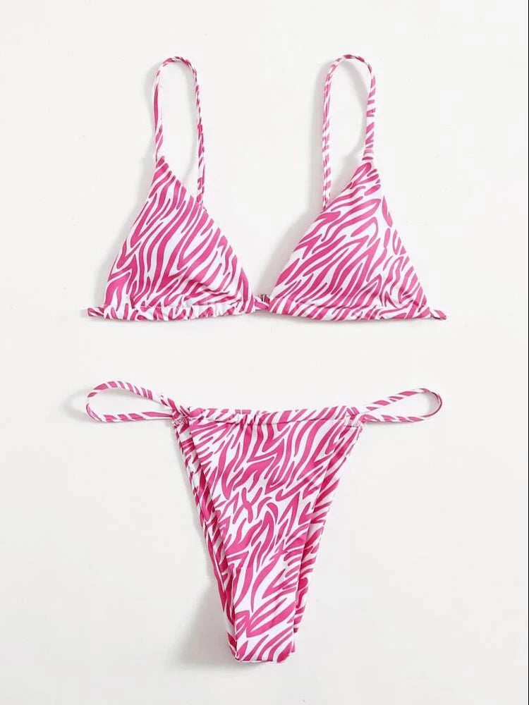 Swimwear Sexy Striped Printed Bikini Set Two-pieces Swimsuit Summer Biquinis  Bathing Suit Beachwear