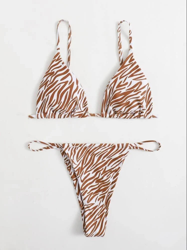 Swimwear Sexy Striped Printed Bikini Set Two-pieces Swimsuit Summer Biquinis  Bathing Suit Beachwear