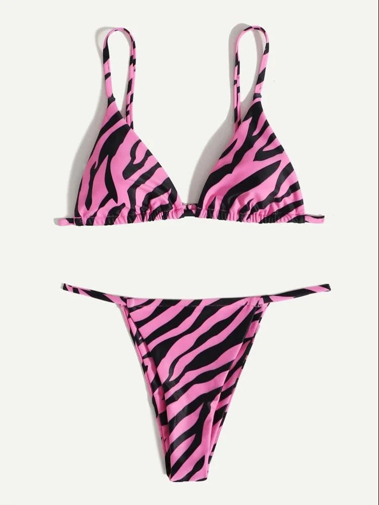 Swimwear Sexy Striped Printed Bikini Set Two-pieces Swimsuit Summer Biquinis  Bathing Suit Beachwear