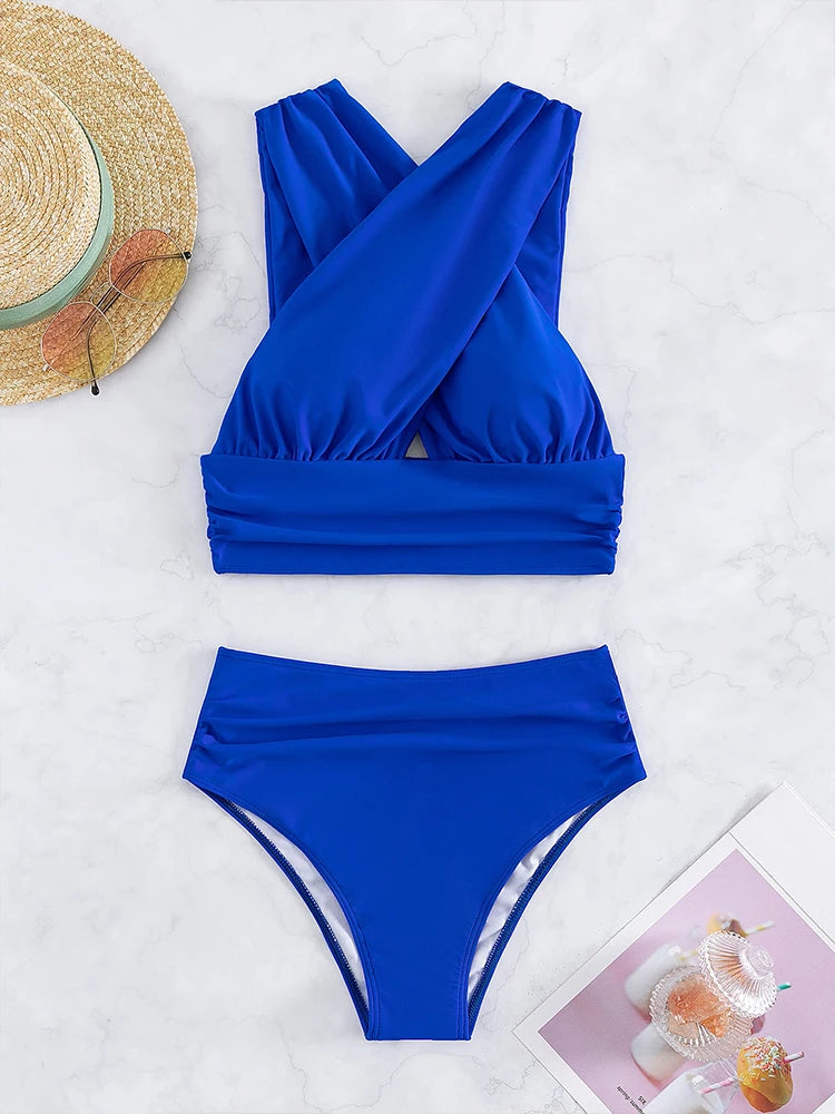 blue bikini push up swimwear high waist swimsuit bikinis sexy beachwear bathing suit