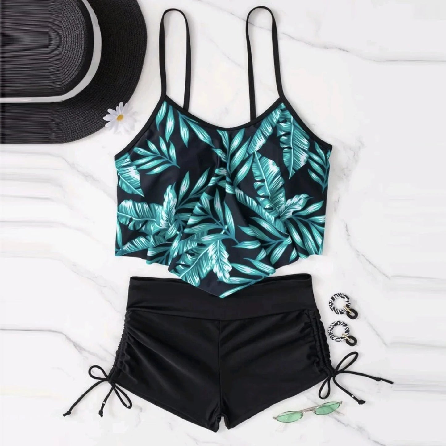 Print Reffle Strap Sexy Plus Size Bikinis Sets For Teens Swimsuit Swimwear Bathing Two Piece Swimsuit