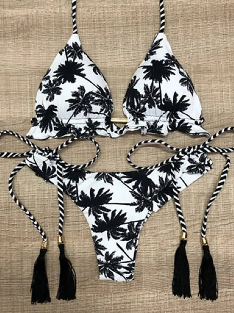 Sexy Print Bikinis Set Swimsuit Bandage Two-Piece Swimwear Brazilian Biquínis Beachwear Bathing Suit