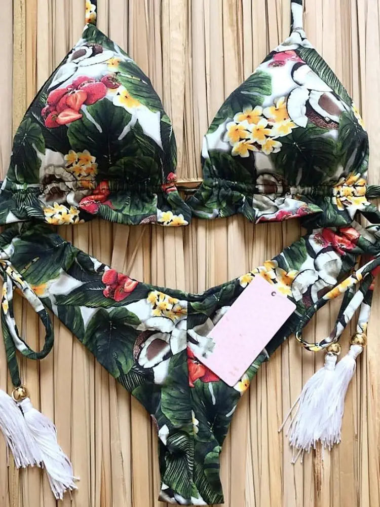 Sexy Print Bikinis Set Swimsuit Bandage Two-Piece Swimwear Brazilian Biquínis Beachwear Bathing Suit