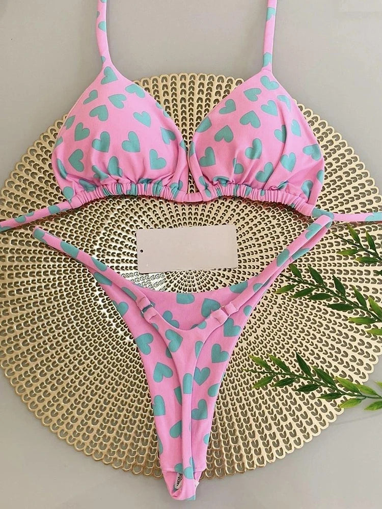 Swimwear Leopard Print Brazilian Bikini Set Sexy Thong Swimsuit Two Pieces Bathing Suit Beach Wear