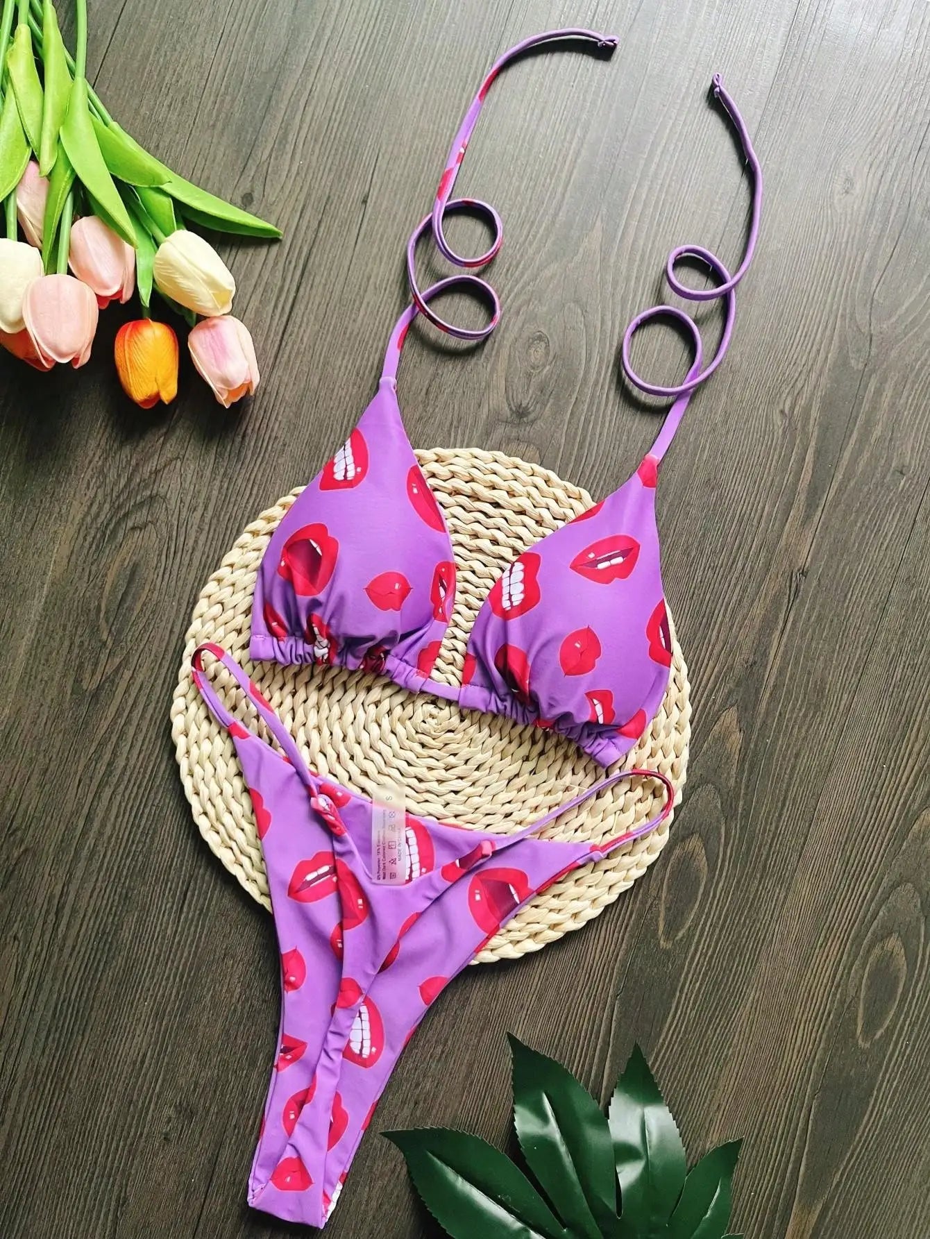 Swimsuit Two-piece Sexy Print Bandage Bikini Set Triangle Halter Swimwear Bathing Suit Brazilian Biquinis