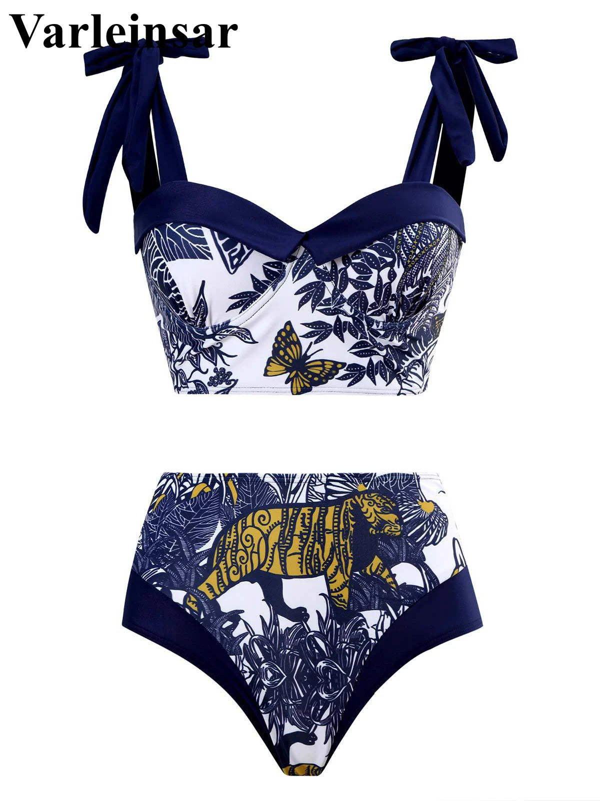 With Skirt Printed Swimsuit High Waist Bikini Swimwear Three-pieces Bikini set Bather Bathing Suit Swim