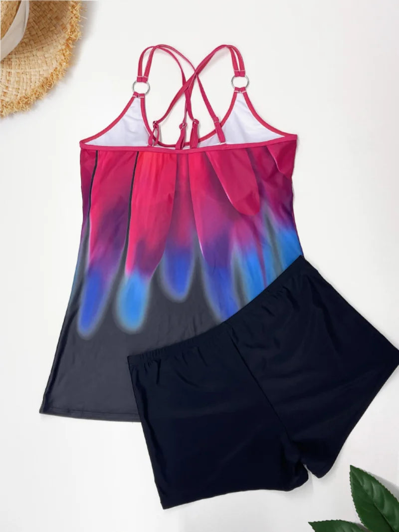 sports pool beach wear two-piece swimsuit with shorts big size