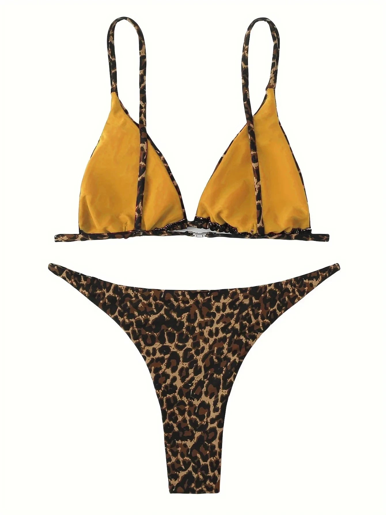 Sexy Leopard Bikini Suit Strap Push Up Swimsuit Bikini Low Waist Swimwear Summer Backless Beachwear