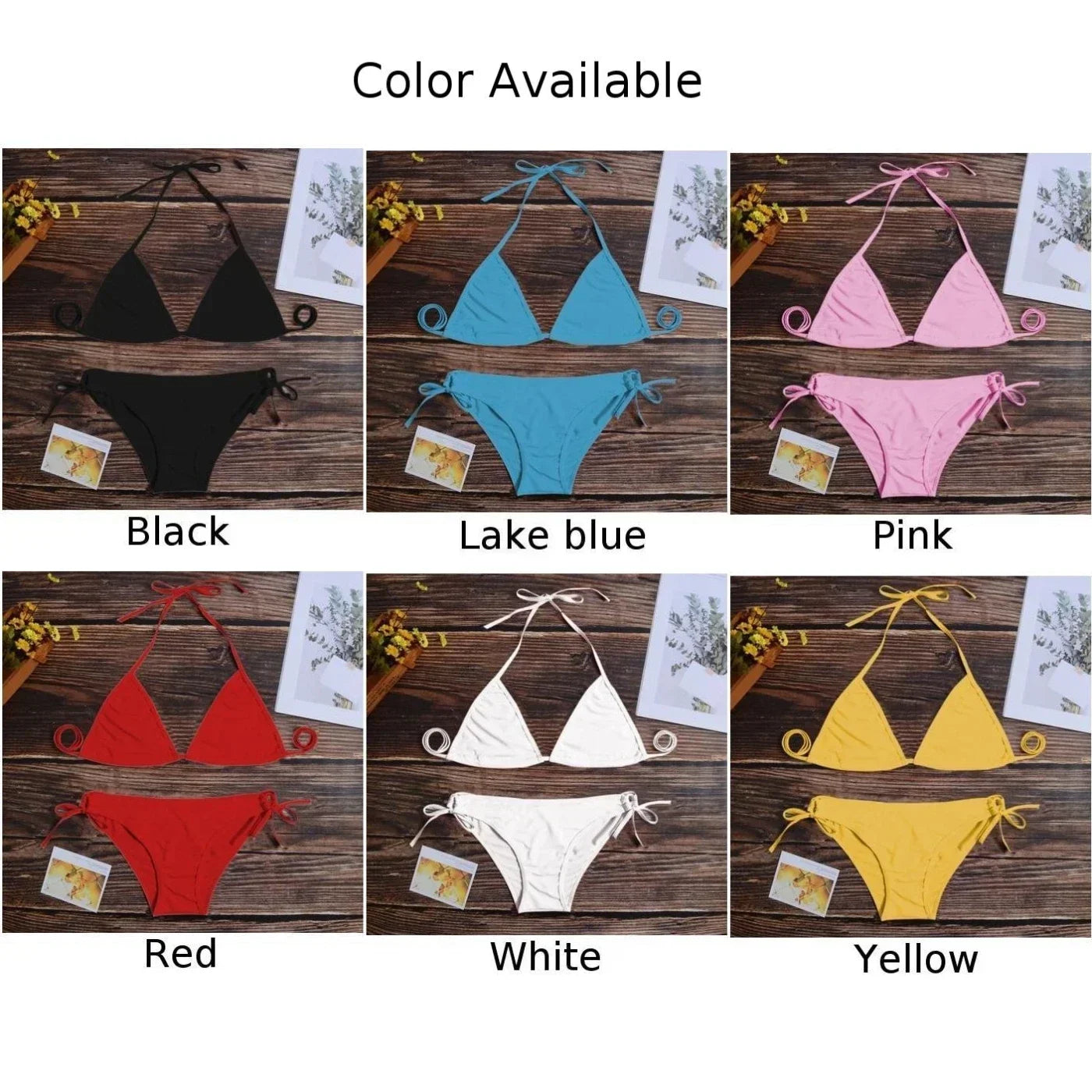 Sexy Underwear Woman Thong Women's Bikinis Set Sexy Two-piece Swimsuit Bandage Style Brazilian Breathable Solid Swimwear Summer