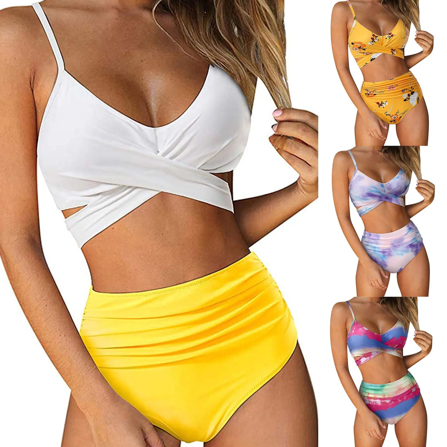 Sexy Bikini Print Bandage Two-piece Swimwear Swimsuit Beachwear Set