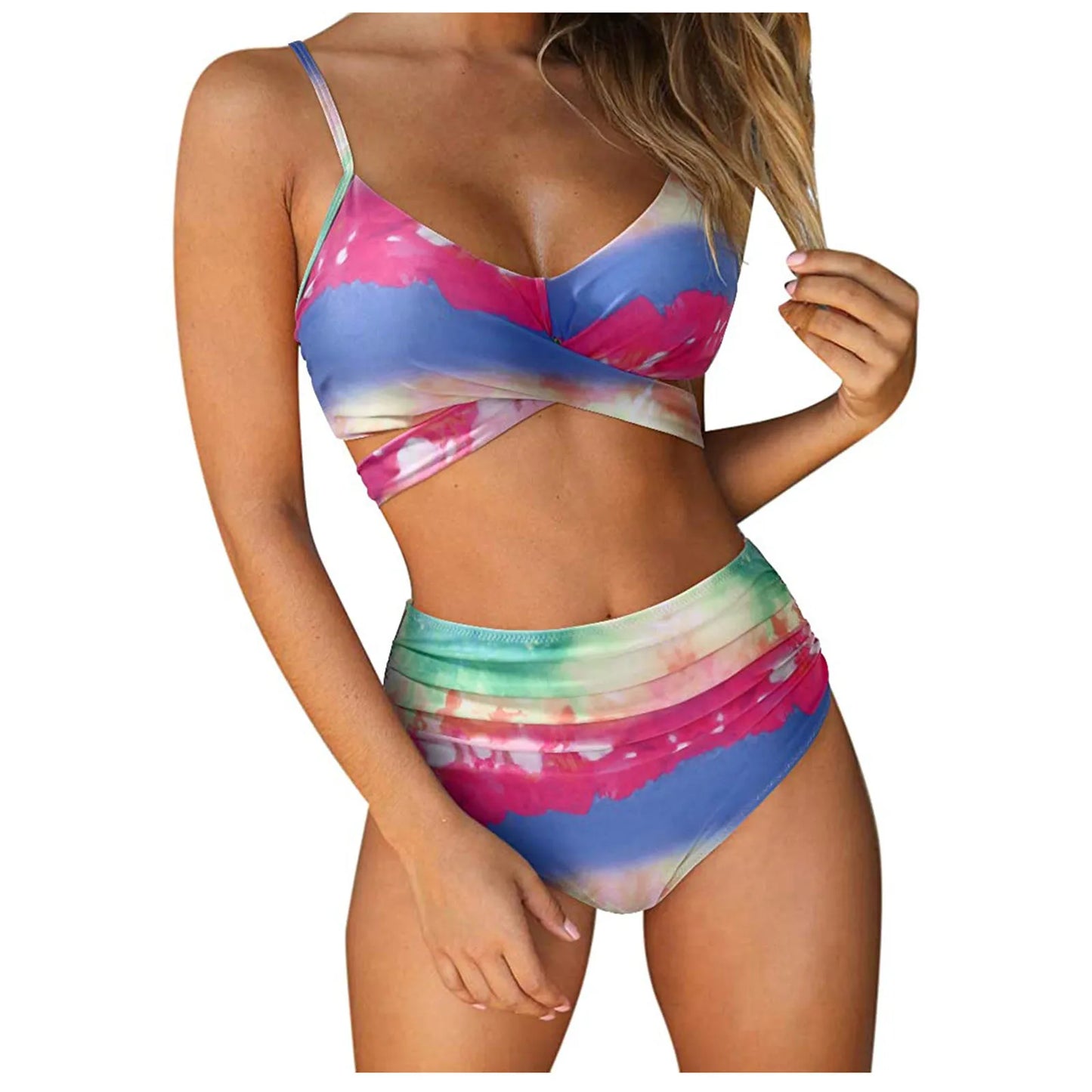 Sexy Bikini Print Bandage Two-piece Swimwear Swimsuit Beachwear Set