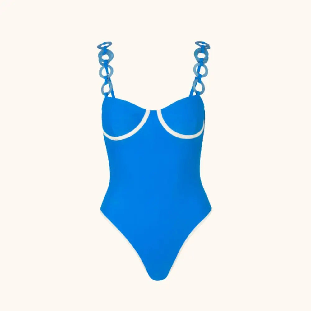 One-piece Bikini Sets Circle Shoulder Strap Design Swimsuit Elegant Beach Mesh Short Skirt for Swimming