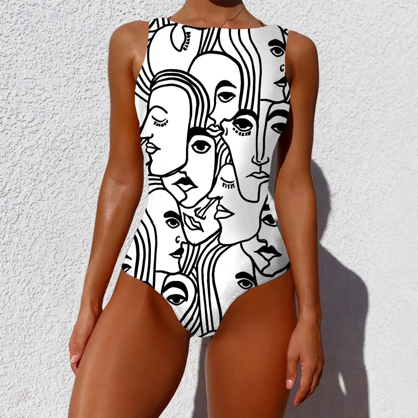 Swimsuit Bikini Push Up Swimwear Print Monokini Adjustable Shoulder Strap Bodysuit Bathing Suit