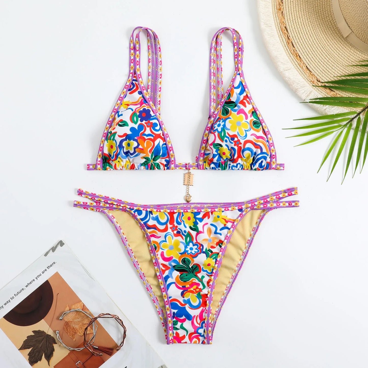 Swimsuits Gradient Bikini Set Swimming Two Piece Sexy Swimsuits Swimwear Beach Suit Bohemian Bikini