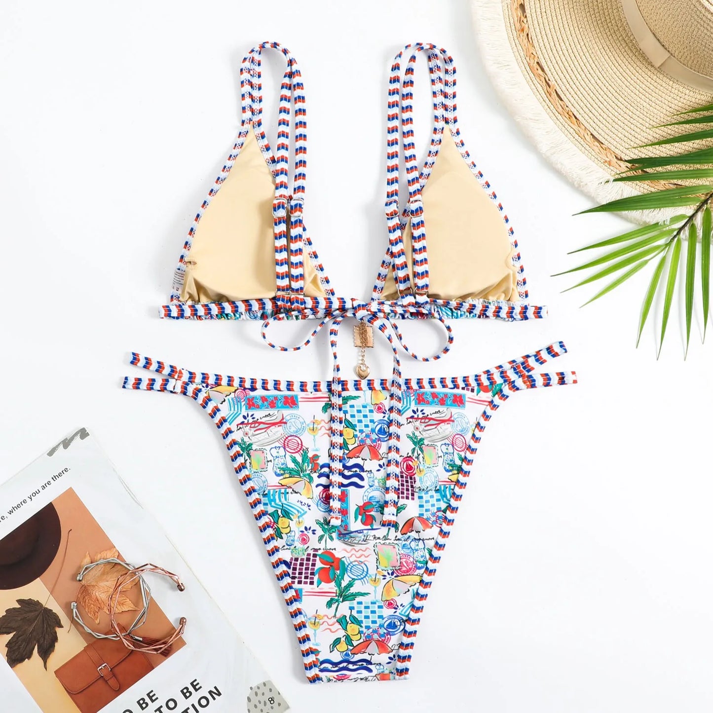 Swimsuits Gradient Bikini Set Swimming Two Piece Sexy Swimsuits Swimwear Beach Suit Bohemian Bikini