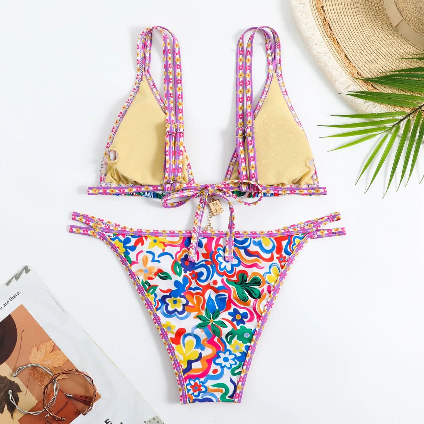 Swimsuits Gradient Bikini Set Swimming Two Piece Sexy Swimsuits Swimwear Beach Suit Bohemian Bikini