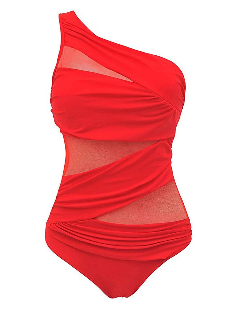 Bodysuit Bikini Biquini Swimwear Mesh Bandage Cut Out Sleeveless Bathing Suits Sexy Thong Swimsuits