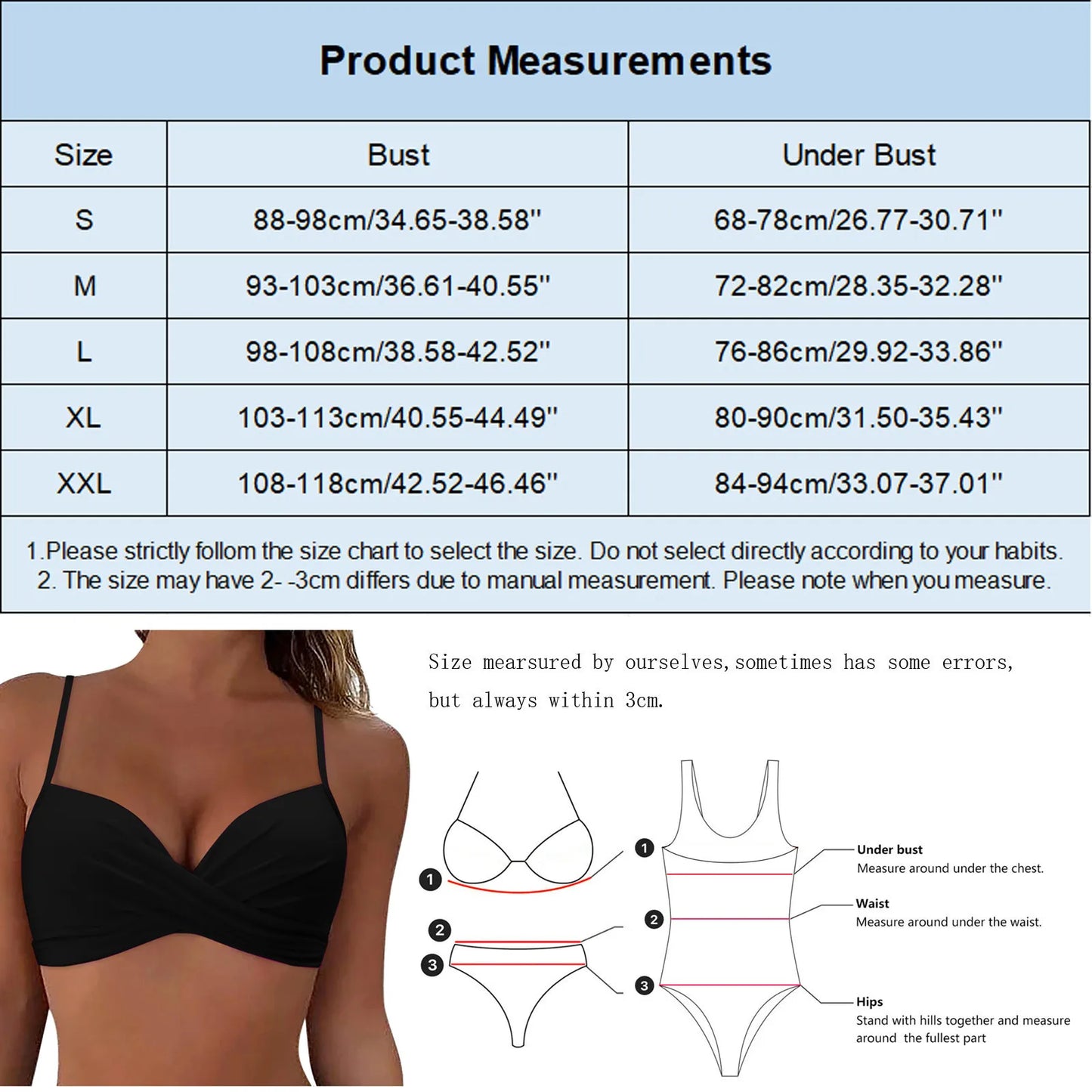 Lace Up Swimwear Tops Underwire Full Coverage Bikini Top Push Up Swim Crop Top Tie