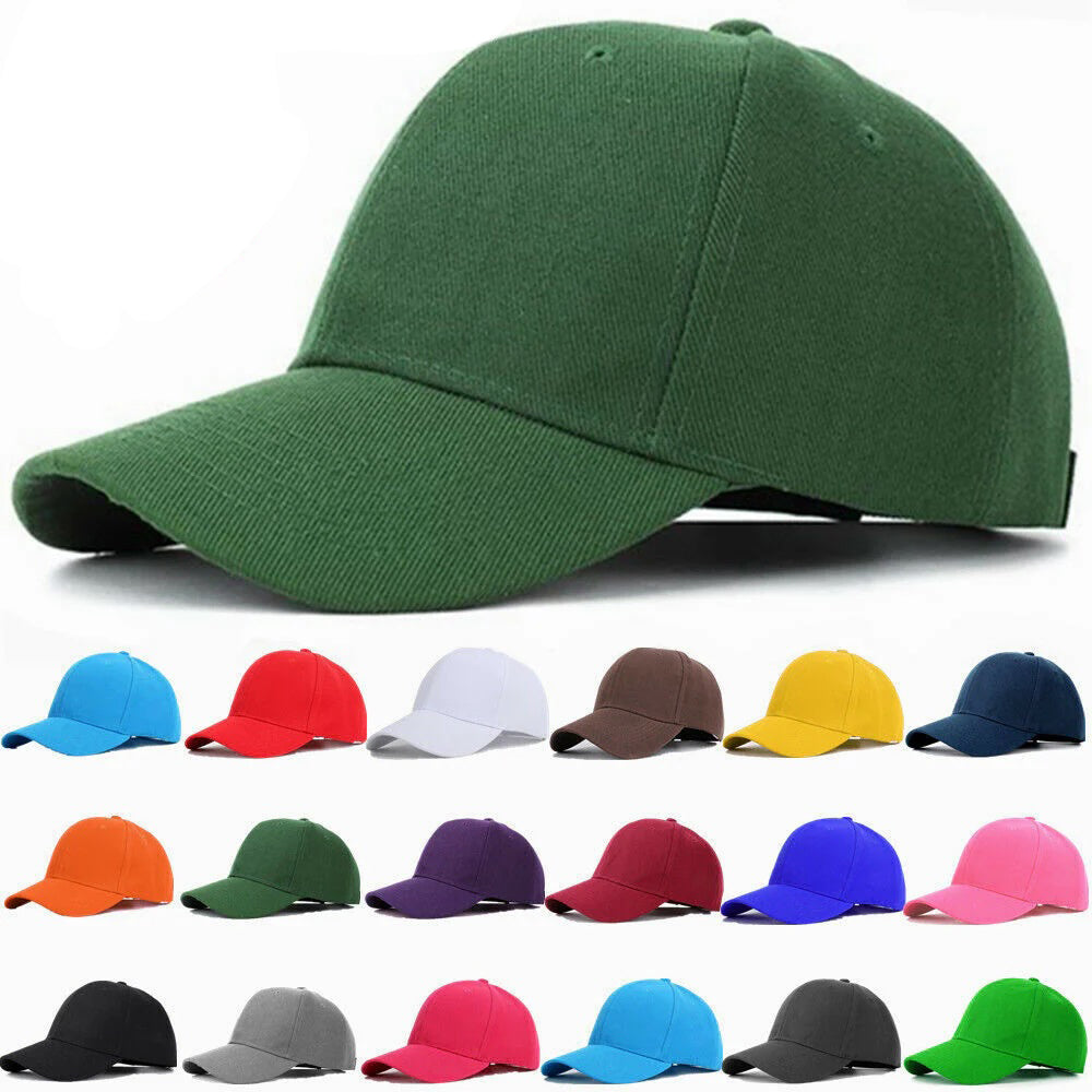 Plain Baseball Caps Adjustable Solid Blank Hat – Polo Style Curved Visor Army Cap