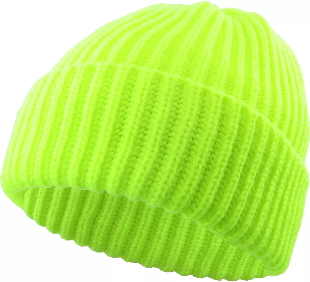 THICK Ribbed Beanie Knit Ski Cap Skull Hat – Warm Solid Color Winter Cuff Hat for Men