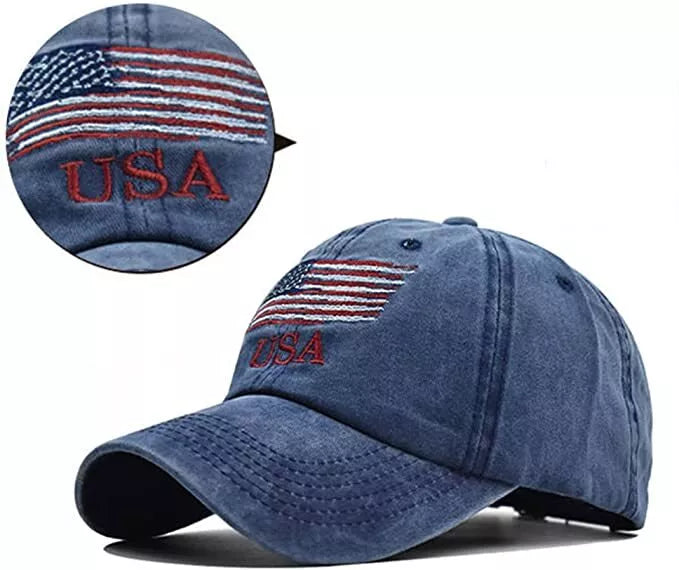 New Embroidered USA American Flag Cotton Adjustable Baseball Hat Cap – Available in New Colors