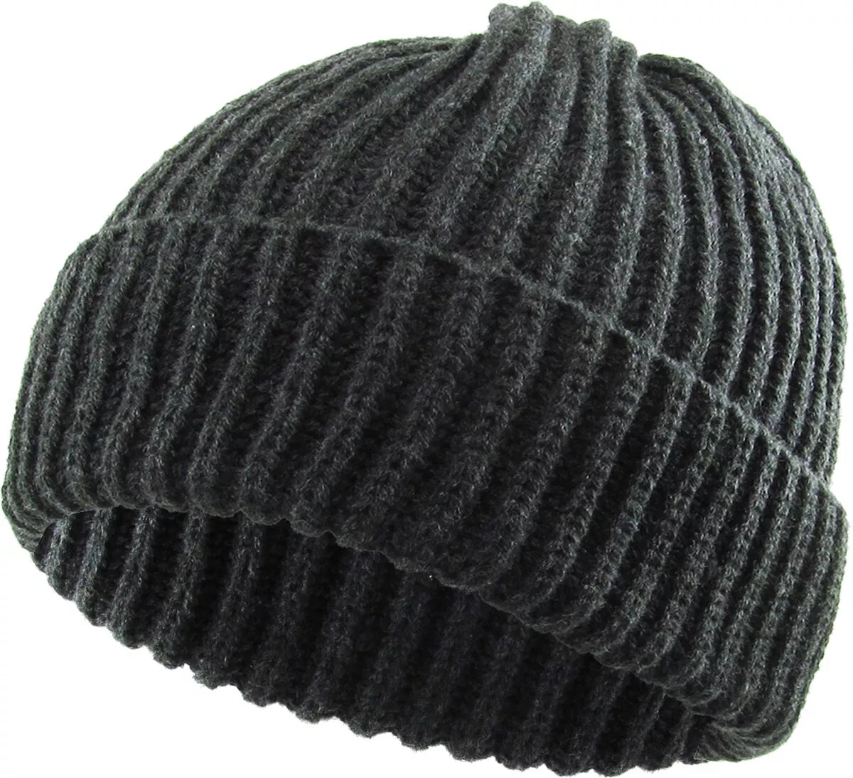 THICK Ribbed Beanie Knit Ski Cap Skull Hat – Warm Solid Color Winter Cuff Hat for Men