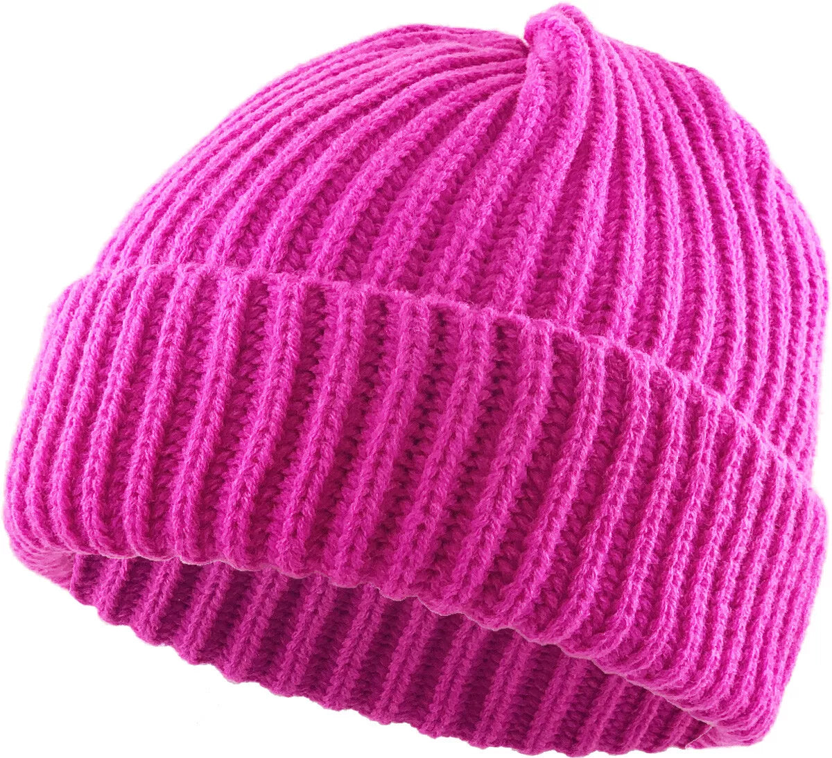 THICK Ribbed Beanie Knit Ski Cap Skull Hat – Warm Solid Color Winter Cuff Hat for Men