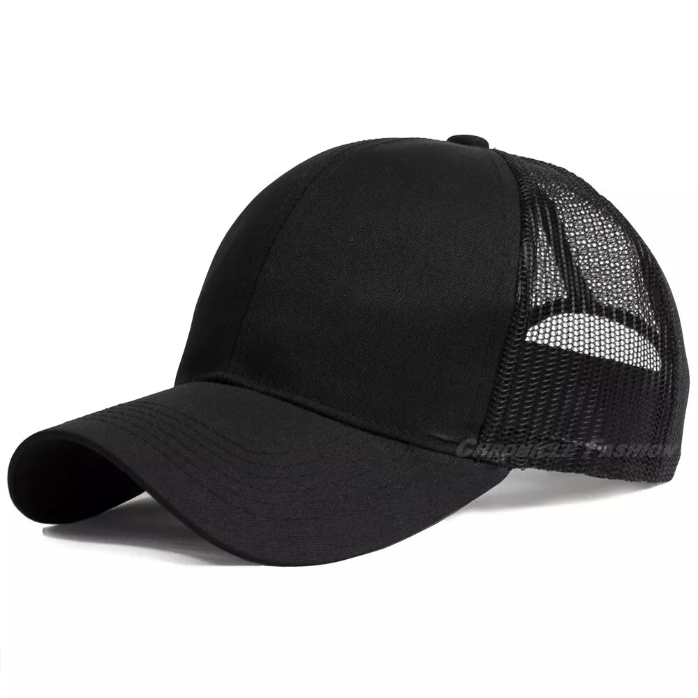 Plain Trucker Hat Mesh Back Snapback Baseball Cap – Solid Visor Blank Caps for Men