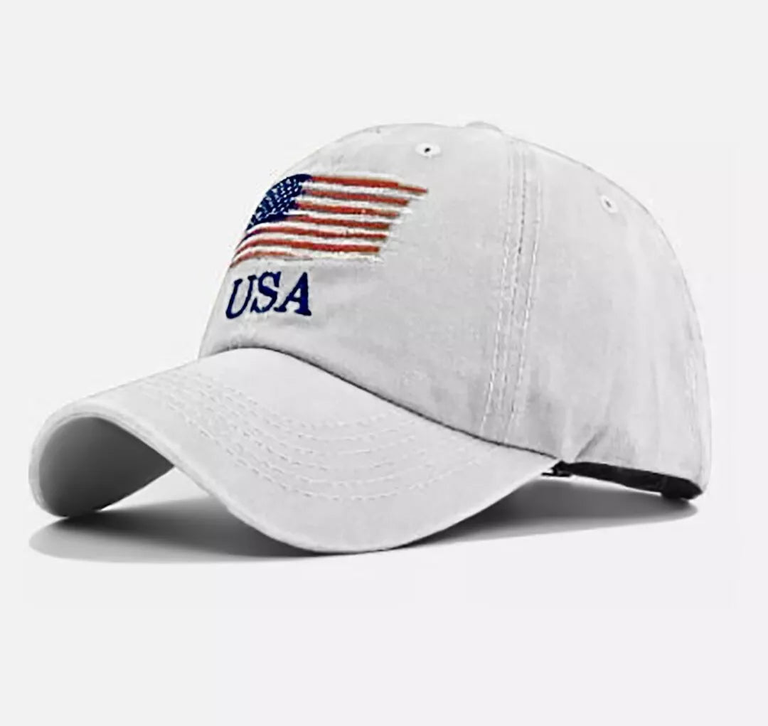 New Embroidered USA American Flag Cotton Adjustable Baseball Hat Cap – Available in New Colors