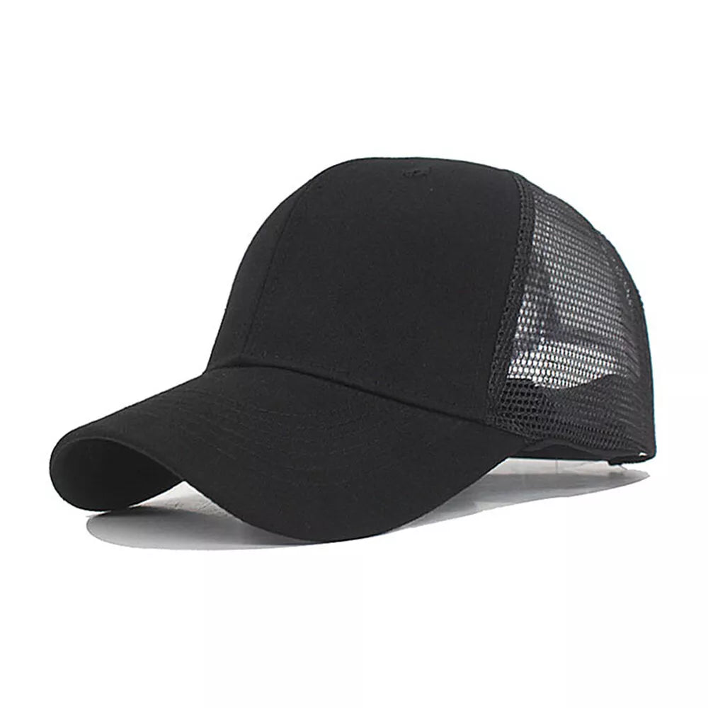 Trucker Hat Plain Mesh Back Solid Snapback Baseball Cap – Adjustable Blank Hats for Men & Women