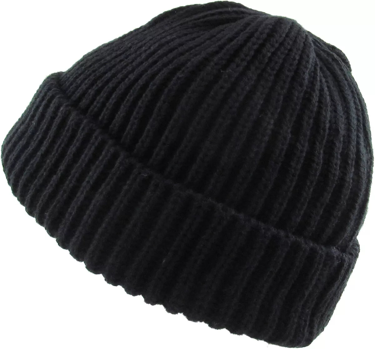 THICK Ribbed Beanie Knit Ski Cap Skull Hat – Warm Solid Color Winter Cuff Hat for Men