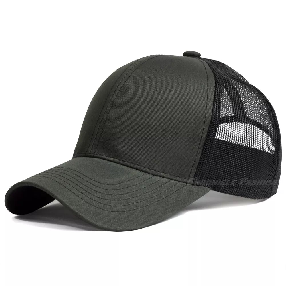 Plain Trucker Hat Mesh Back Snapback Baseball Cap – Solid Visor Blank Caps for Men