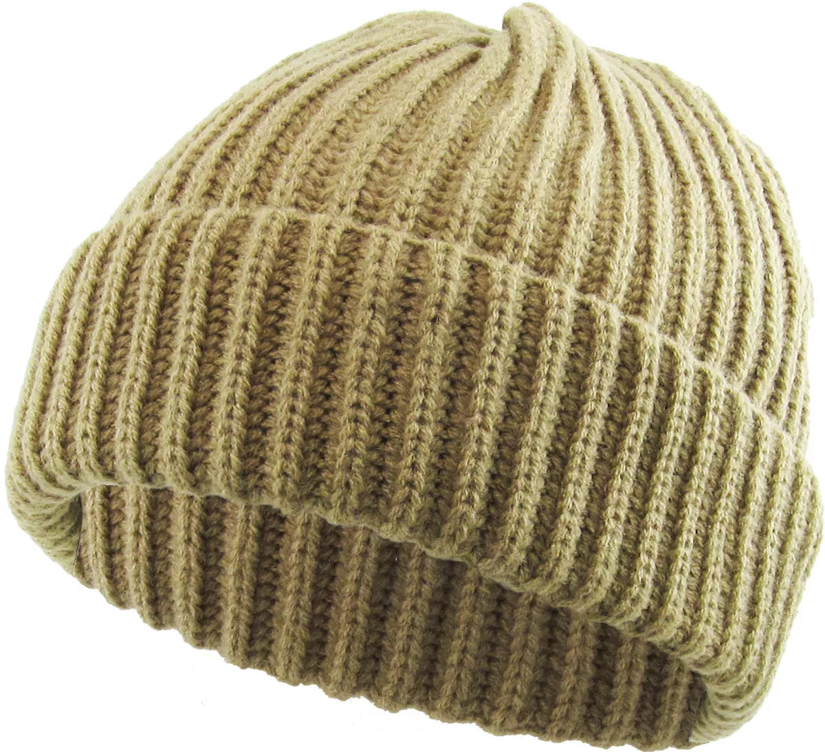 THICK Ribbed Beanie Knit Ski Cap Skull Hat – Warm Solid Color Winter Cuff Hat for Men