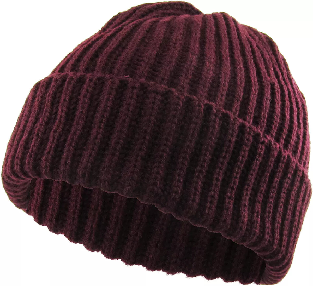 THICK Ribbed Beanie Knit Ski Cap Skull Hat – Warm Solid Color Winter Cuff Hat for Men