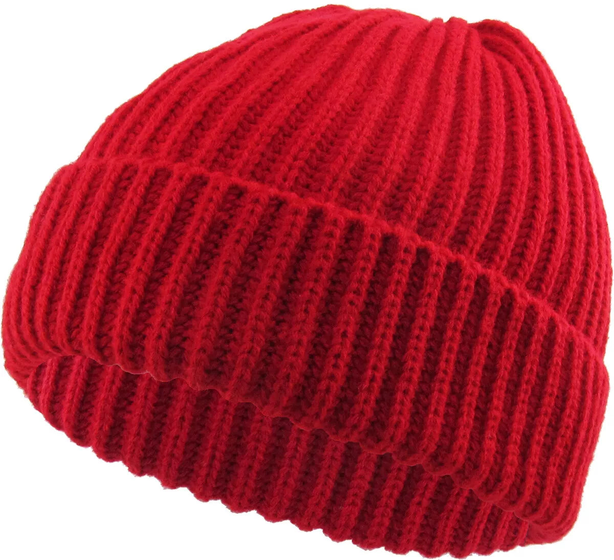 THICK Ribbed Beanie Knit Ski Cap Skull Hat – Warm Solid Color Winter Cuff Hat for Men