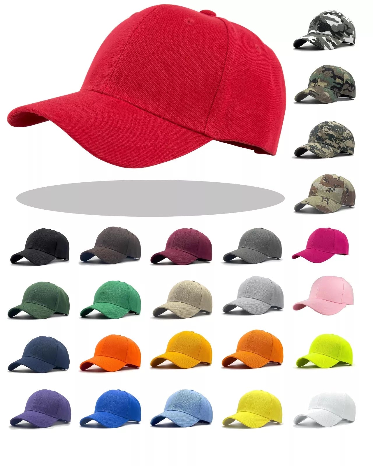 Plain Blank Solid Adjustable Baseball Cap Hats – Classic Style for Unisex Adults