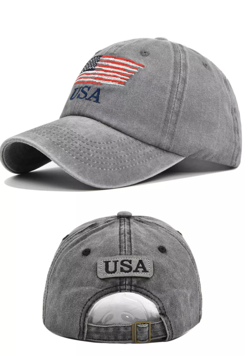 New Embroidered USA American Flag Cotton Adjustable Baseball Hat Cap – Available in New Colors