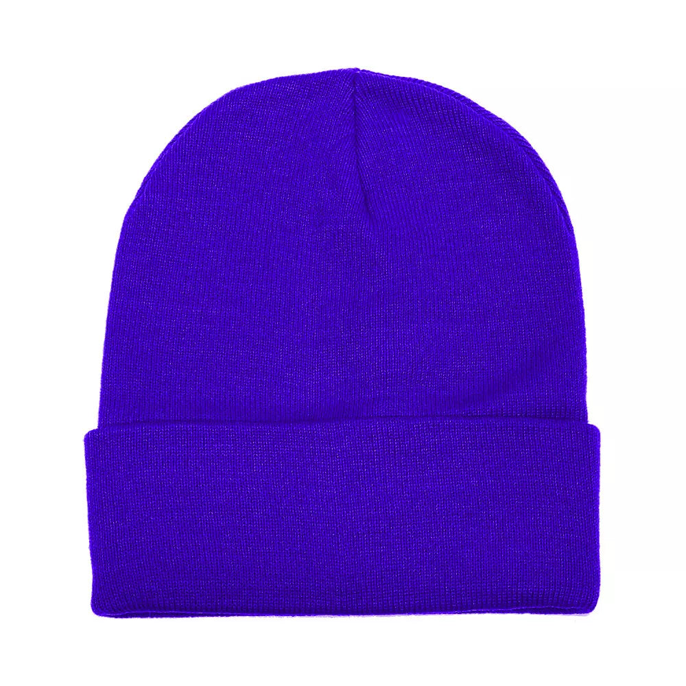 Unisex Plain Warm Knit Beanie Hat Cuff Skull Ski Cap – Stretch Fit Winter Boonie Hat