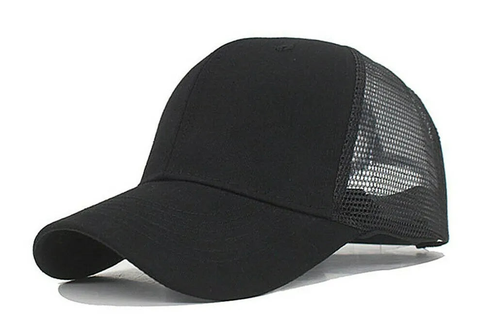 Trucker Hat Plain Mesh Back Solid Snapback Baseball Cap – Adjustable Blank Hats for Men & Women