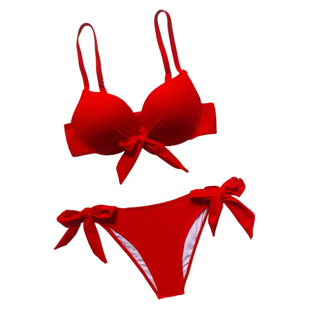 sexy front bow knot push up bikinis swimsuit tie bikini swimsuit Swimwear Biquini conjunto de bikini tankini