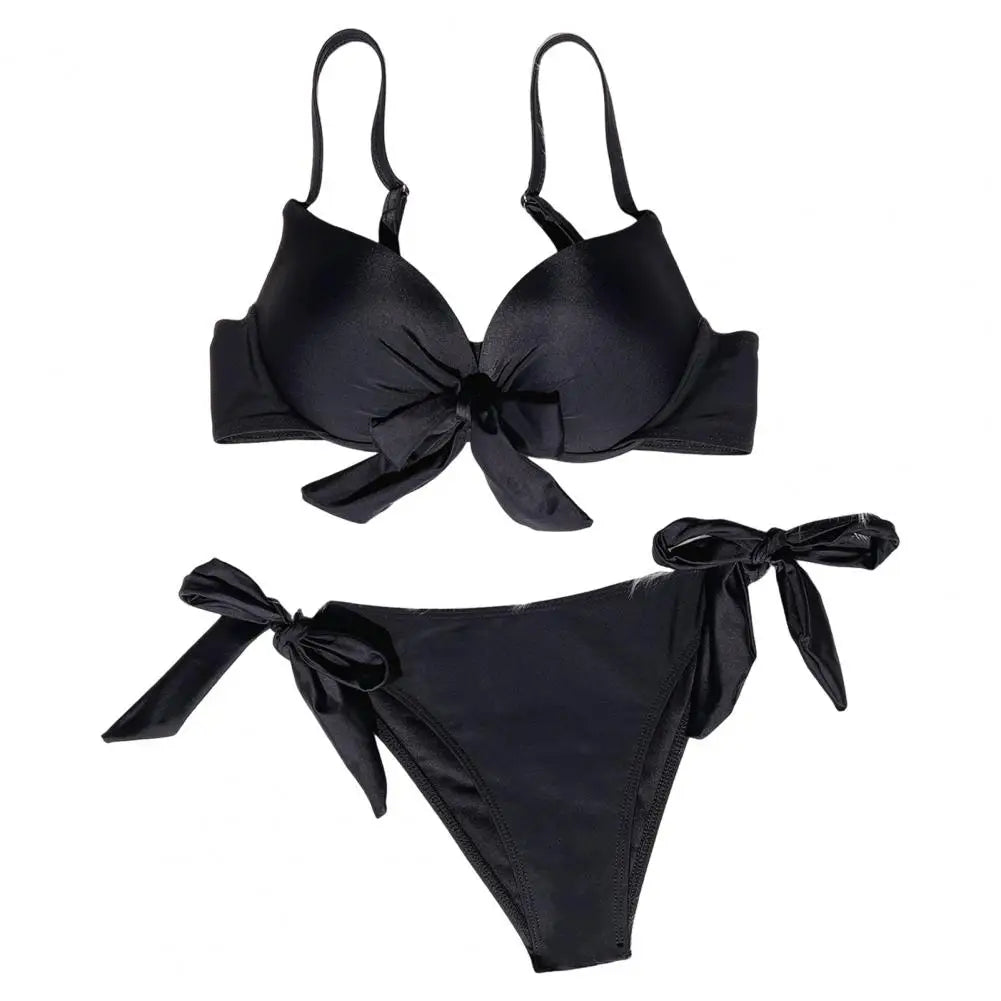 sexy front bow knot push up bikinis swimsuit tie bikini swimsuit Swimwear Biquini conjunto de bikini tankini